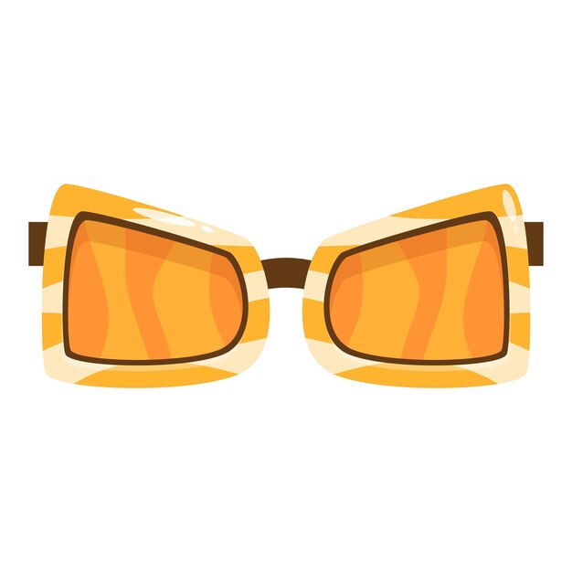 Par de gafas de sol con marco de rayas naranja y amarilla sobre fondo blanco