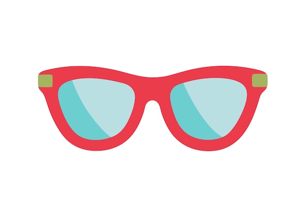 un par de gafas de sol rojas con una lente azul