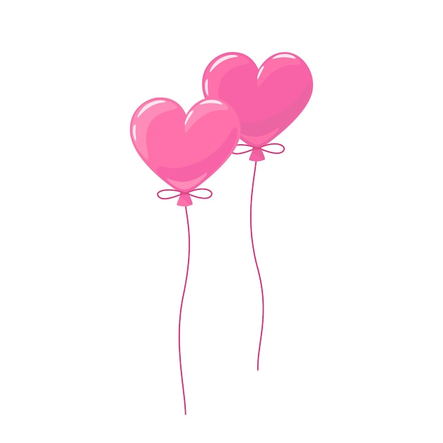 Vector un par de globos coloridos y brillantes en forma de corazón para el día de san valentín ilustración de dibujos animados vectorial