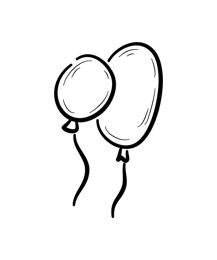 Vector par de globos dibujados a mano elemento de decoración de fiesta aislado en blanco ilustración de vector plano