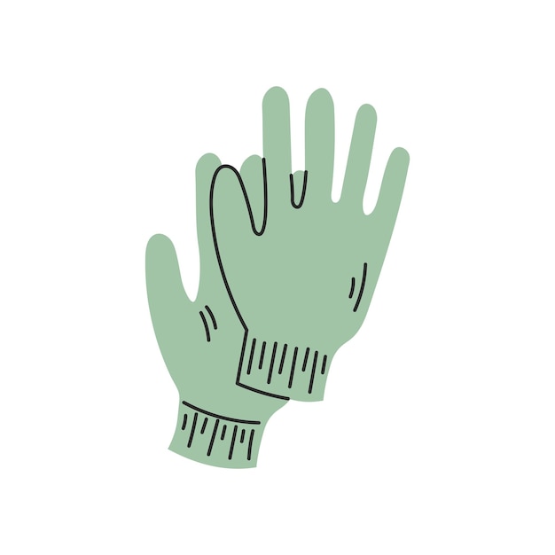 Un par de guantes verdes en estilo garabatos