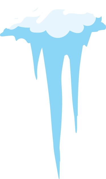 Un par de hielos afilados que se derriten y gotean agua de una capa de nieve y hielo que cuelga de un techo o alpendre durante un deshielo de invierno Ilustración vectorial aislada