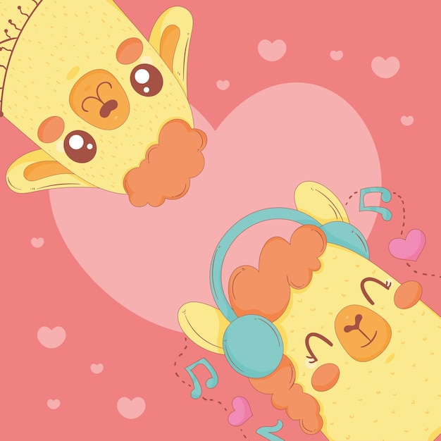 Par de llamas con corazón