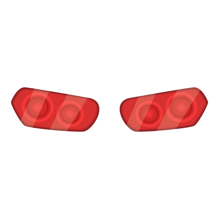 Vector un par de luces traseras rojas realistas del coche brillando brillantemente