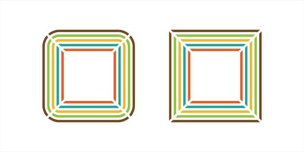 Par de marco de línea o vector de diseño de borde