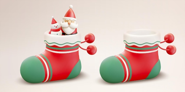 Un par de medias navideñas en 3D.