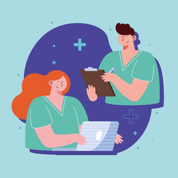 Par de médicos profesionales