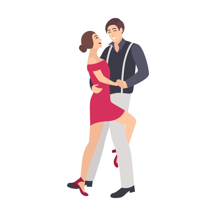 Vector par de niños y niñas elegantemente vestidos bailando salsa