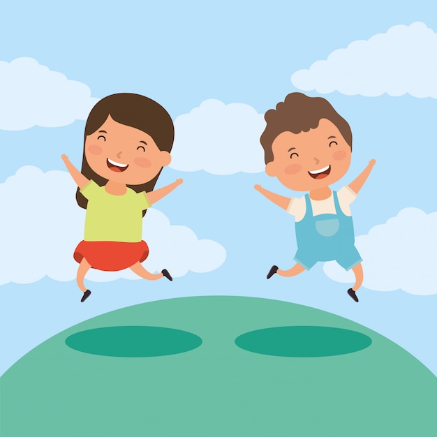 par de niños pequeños en el campo