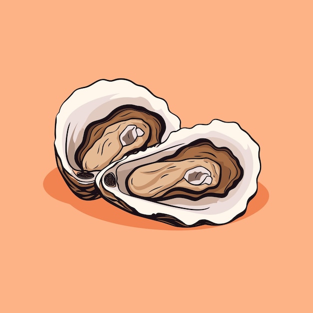 Vector un par de ostras sentadas encima de una mesa