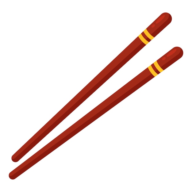 Un par de palillos rojos con bandas de oro ideales para el menú de un restaurante de cocina asiática o material promocional