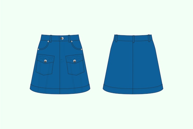 un par de pantalones cortos de denim con una falda de jean azul