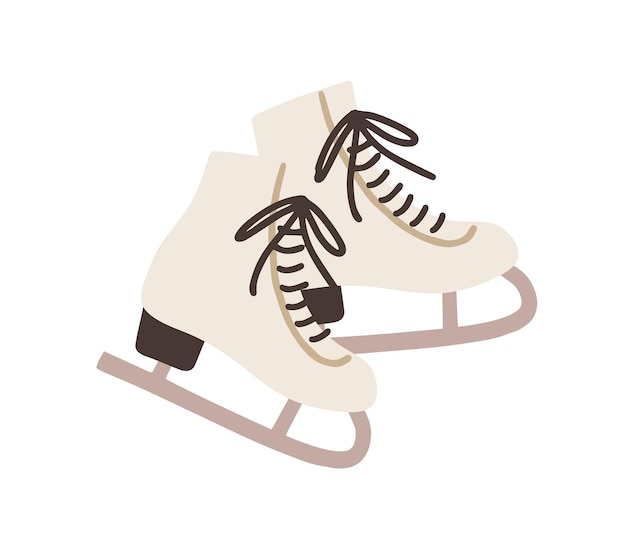 Par de patines de hielo femeninos. Zapatos de hockey con cordones atados. Icono de deporte de invierno. Ilustración de vector plano coloreado aislado sobre fondo blanco.