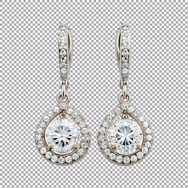 Vector un par de pendientes con diamantes y diamantes