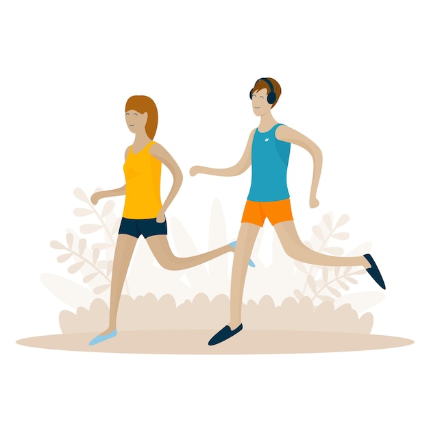 un par de personas corriendo en el parque