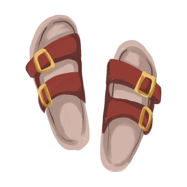 Un par de sandalias marrones con hebillas doradas