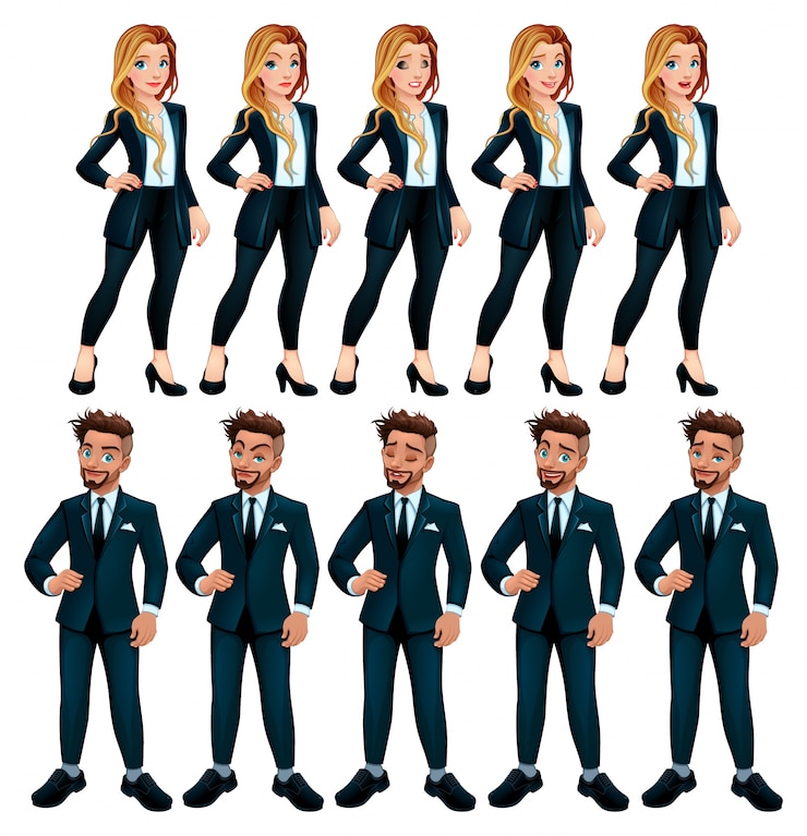 Vector par de trabajadores con diferentes expresiones