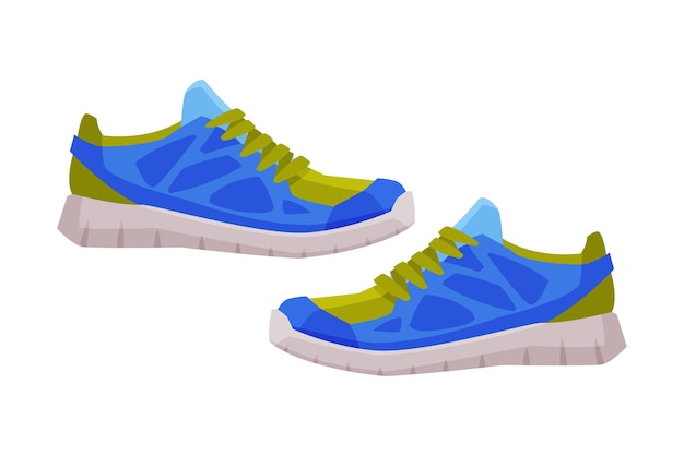 Par de zapatos deportivos azules Ilustración vectorial de equipos de acondicionamiento físico y deportivos en fondo blanco