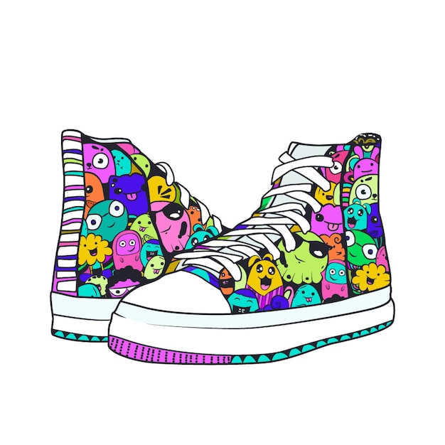 Vector un par de zapatos doodle art