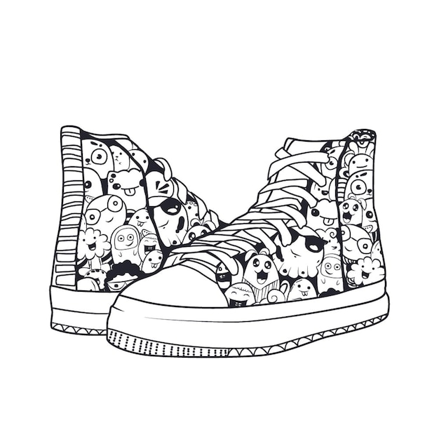 Vector un par de zapatos doodle arte lineal