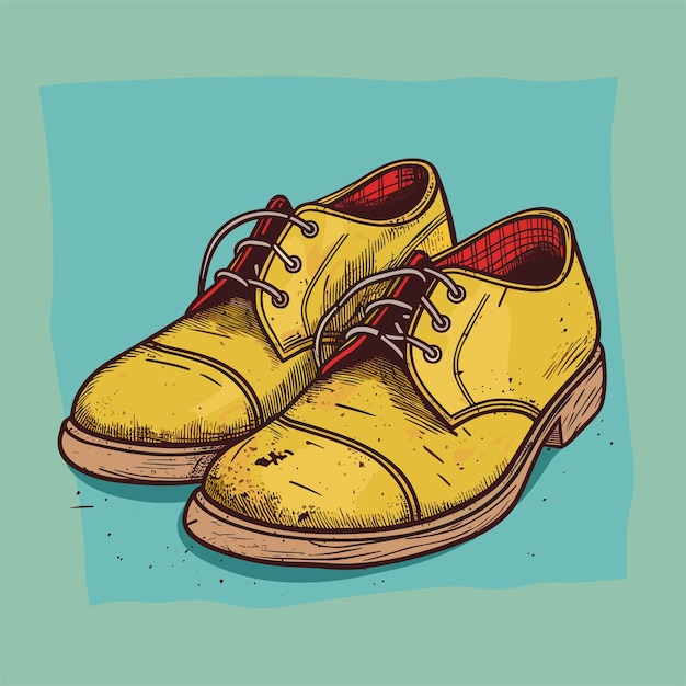 Un par de zapatos muy gastados y sucios de los hombres ilustración plana vectorial simple