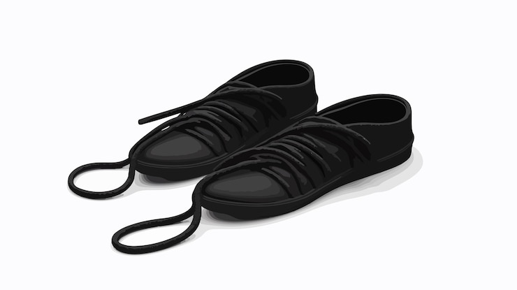 Vector un par de zapatos negros con un par de sapatos negros en la parte inferior