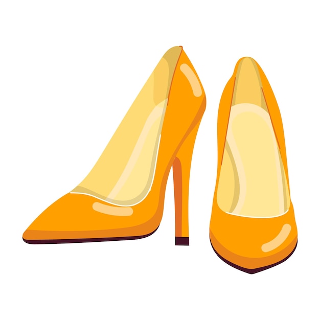 un par de zapatos con un talón amarillo y la palabra comillas en la parte inferior