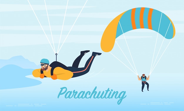 Paracaidismo Extreme Sport Advertising Flat Banner