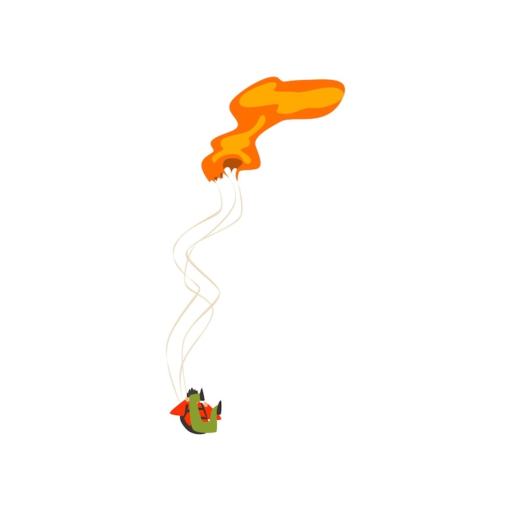 Vector paracaidista cayendo con paracaídas sin abrir deporte extremo y vector de concepto de paracaidismo ilustración aislada sobre fondo blanco