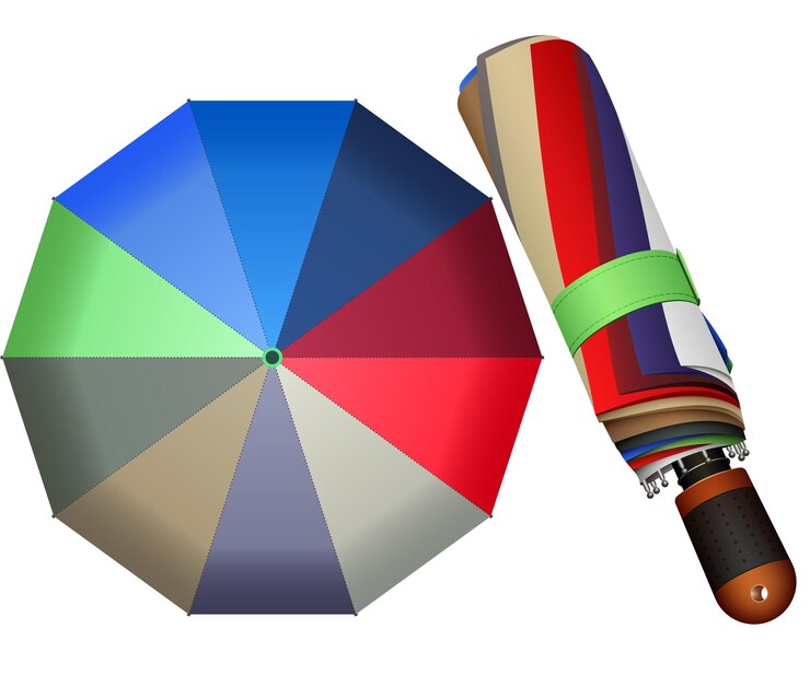Vector paraguas automáticos plegables realistas ilustración vectorial esbozo para la creatividad