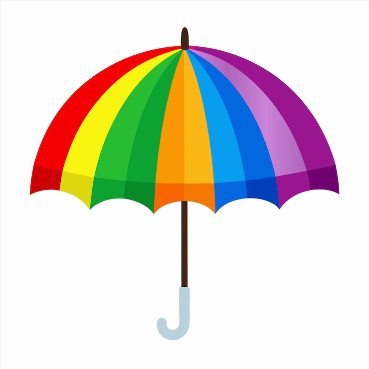 Vector un paraguas de color arco iris con un paraguasa de color arkoir
