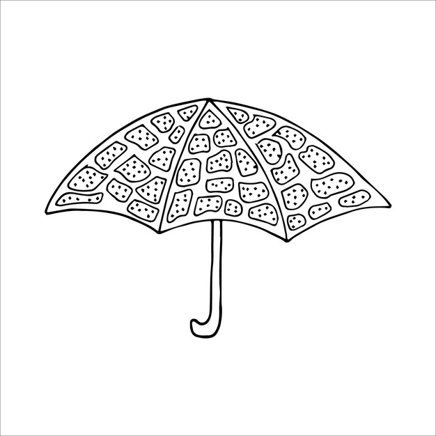 Paraguas dibujado a mano en elemento único de estilo doodle