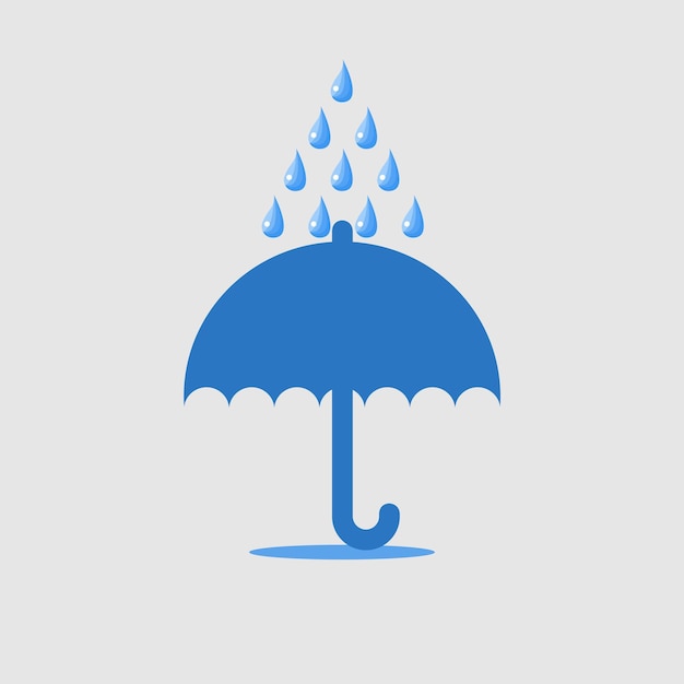 paraguas y lluvia, icono y vector de logotipo