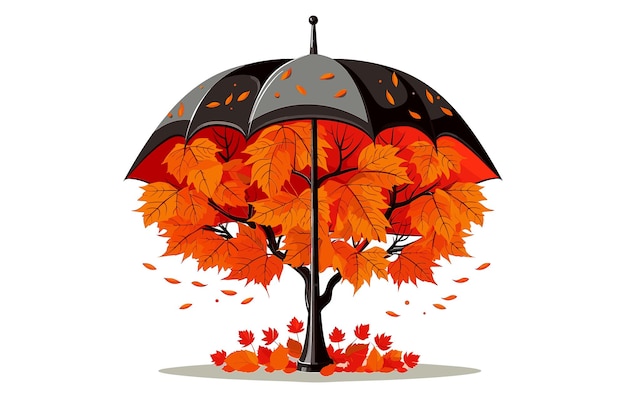 Paraguas de otoño Ilustración vectorial Hojas de otoño