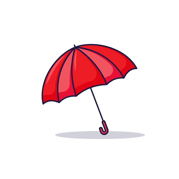 Paraguas rojo aislado sobre fondo blanco Ilustración vectorial