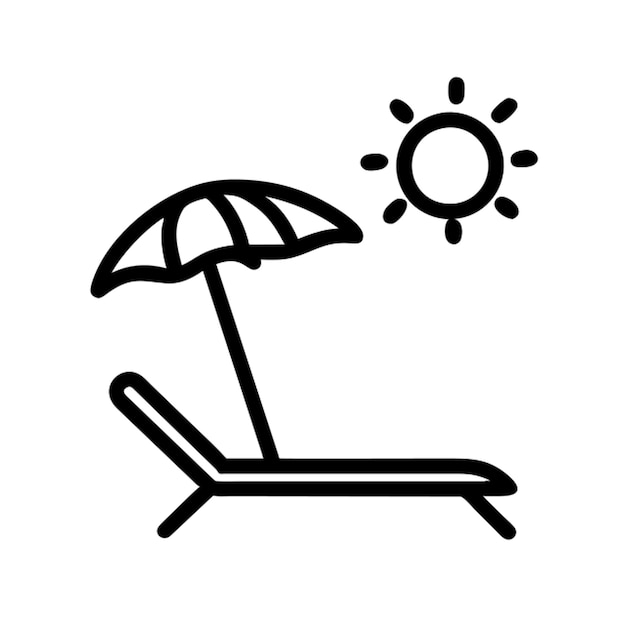 paraguas y sillas de sol en el contorno del icono de la playa