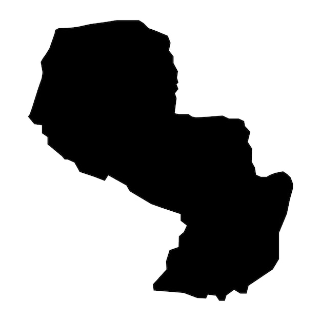 Paraguay mapa negro sobre fondo blanco.