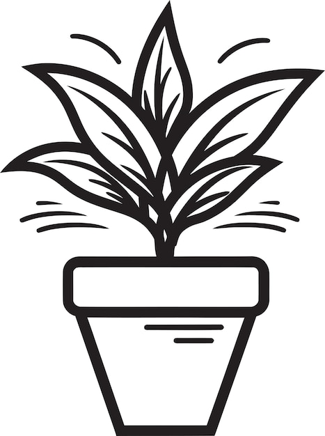 Paraíso botánico Diseño vectorial de macetas exóticas Concepto de logotipo de hojas anchas en abundancia