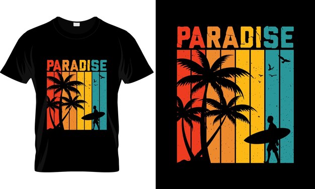 paraíso camiseta estilo vintage ilustración Vector Premium