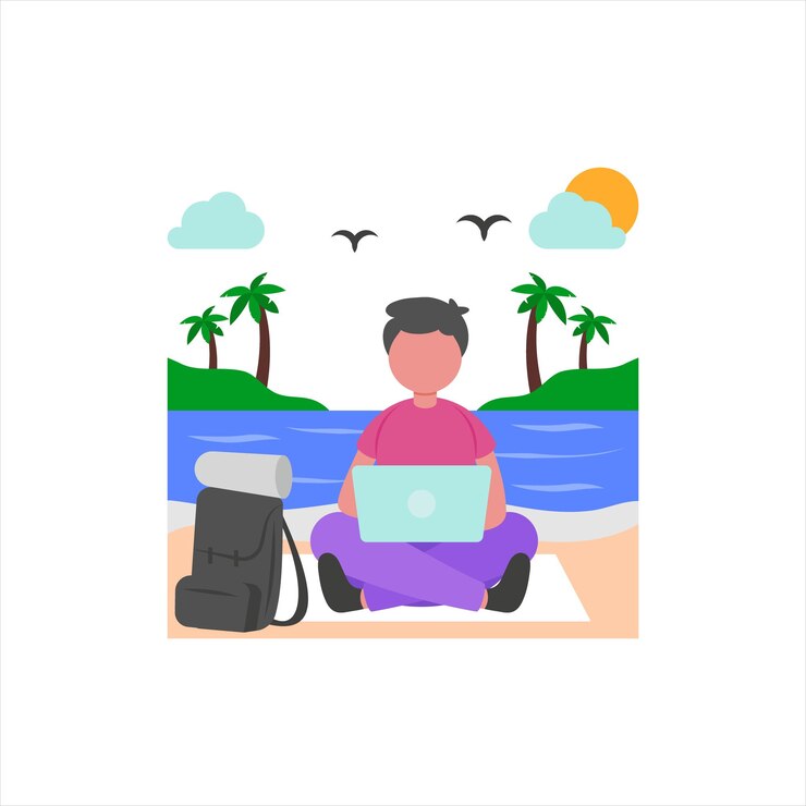 Vector el paraíso del trabajo remoto