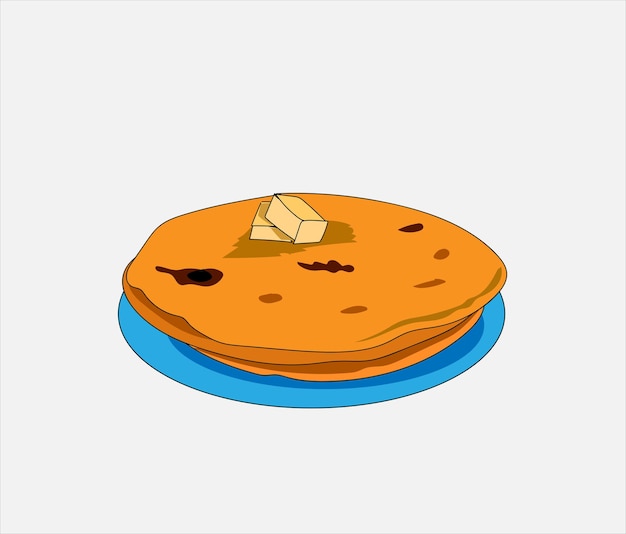 Paratha comida india y pakistaní ilustración vectorial
