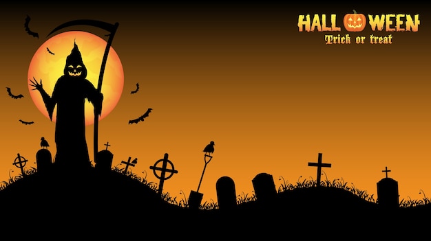 parca con fondo de halloween