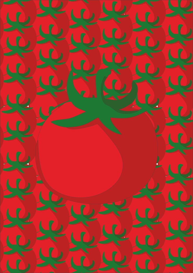Vector parcela de verduras tomates rojos.