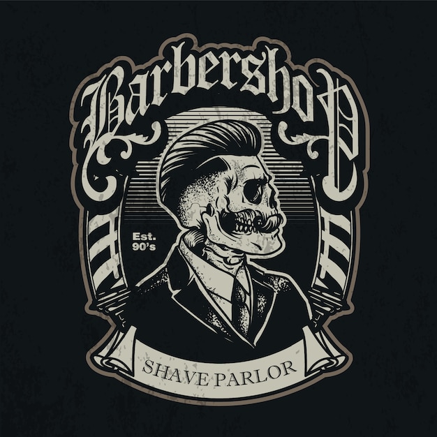 Vector parche de barbería retro