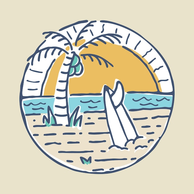 Parche de insignia de playa y puesta de sol de verano