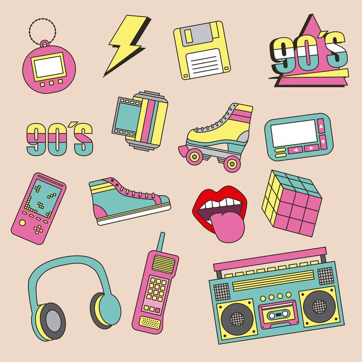 Vector parches de la moda de los años 90