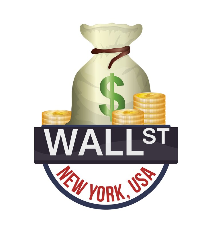 Vector pared calle nueva york bolsa dinero moneda