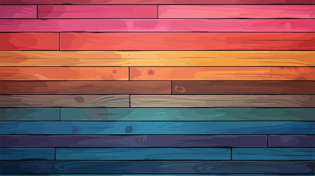 una pared colorida con una madera de color arco iris