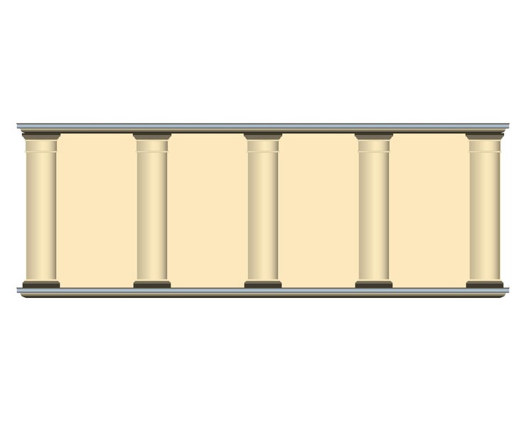 Vector pared de columnas beige en estilo realista fachada del edificio antiguo ilustración vectorial colorida aislada