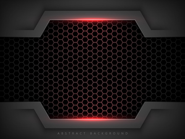 pared hexagonal moderna fondo abstracto oscuro con luz roja elegante